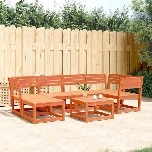 Set Divani da Giardino 6 pz Marrone Cera Legno Massello Pino - homemem39