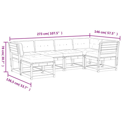 Set Divani Giardino 6 pz con Cuscini Legno Massello di Douglas - homemem39