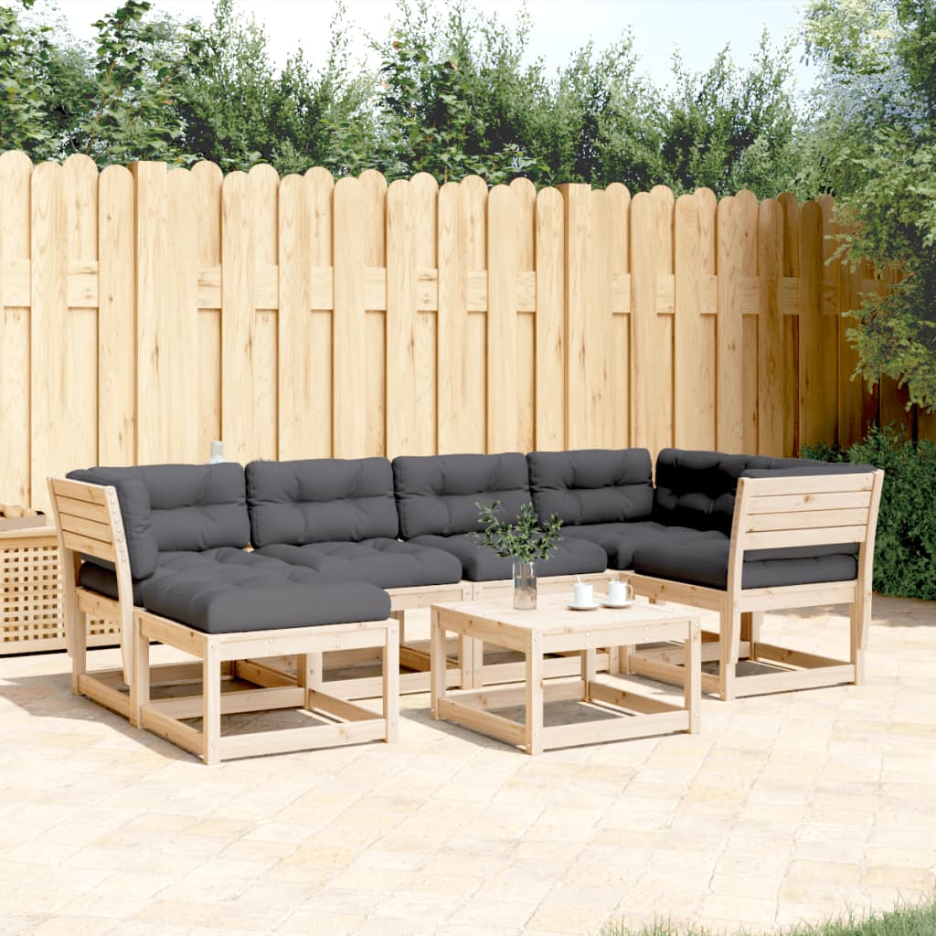 Set Divani Giardino 6 pz con Cuscini in Legno Massello di Pino - homemem39