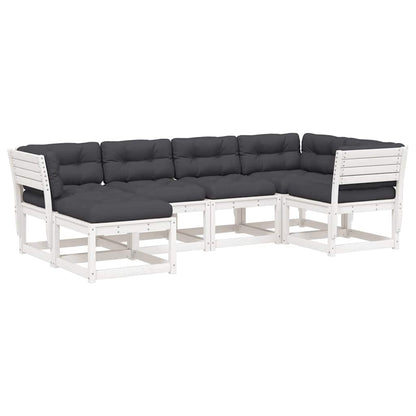 Set Divani Giardino 6pz con Cuscini Bianco Legno Massello Pino | homemem39