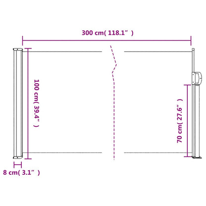 Tenda da Sole Laterale Retrattile Bianco 100x300 cm | homemem39