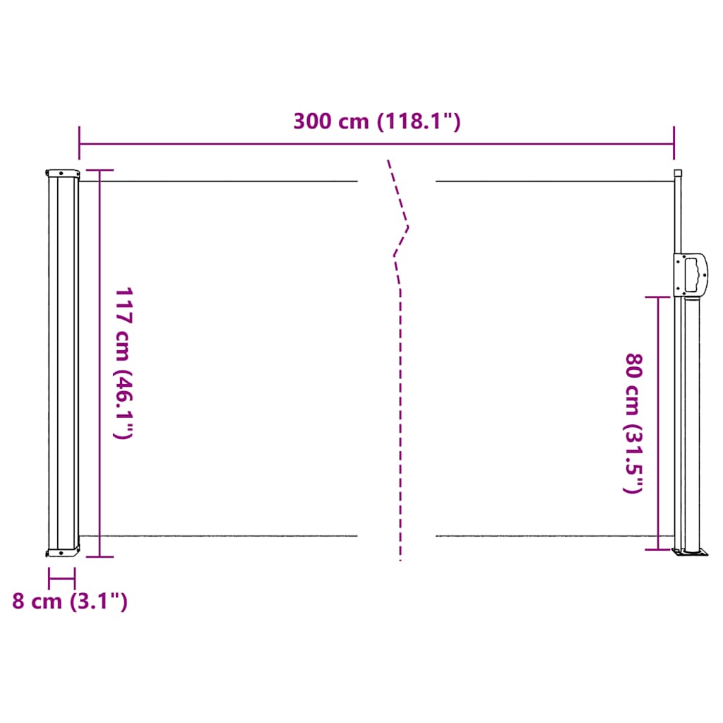 Tenda da Sole Laterale Retrattile Verde Scuro 117x300 cm | homemem39
