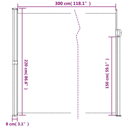 Tenda da Sole Laterale Retrattile Crema 220x300 cm | homemem39