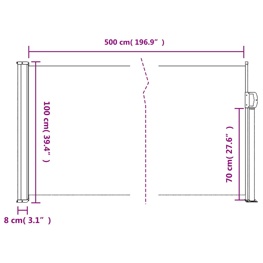 Tenda da Sole Laterale Retrattile Bianco 100x500 cm | homemem39