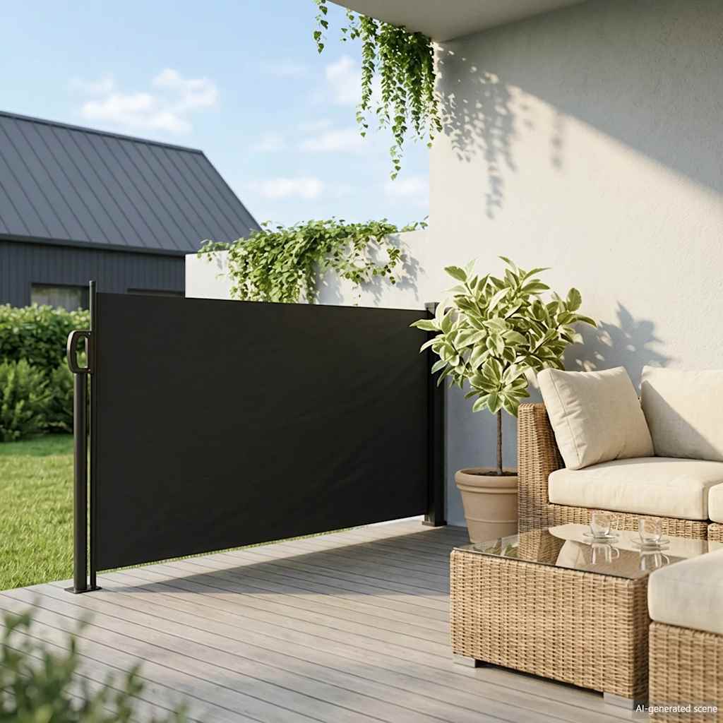 Tenda da Sole Laterale Retrattile Nera 120x500 cm | homemem39