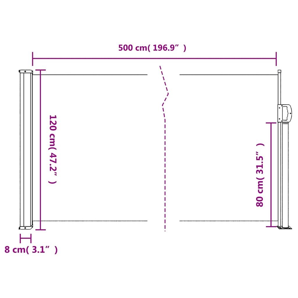 Tenda da Sole Laterale Retrattile Verde Scuro 120x500 cm | homemem39