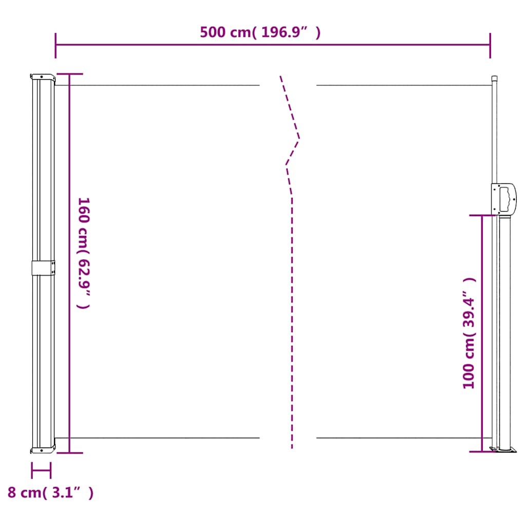 Tenda da Sole Laterale Retrattile Beige 160x500 cm | homemem39