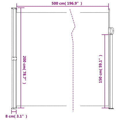 Tenda da Sole Laterale Retrattile Nera 200x500 cm | homemem39
