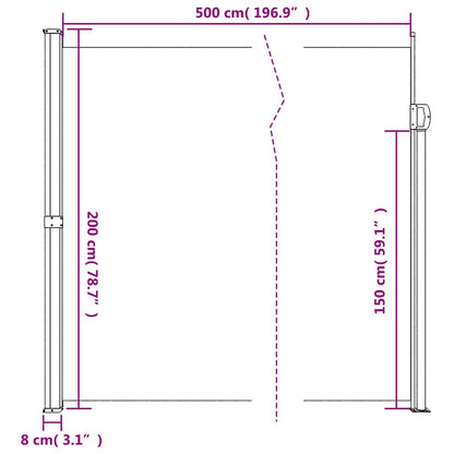 Tenda da Sole Laterale Retrattile Crema 200x500 cm | homemem39