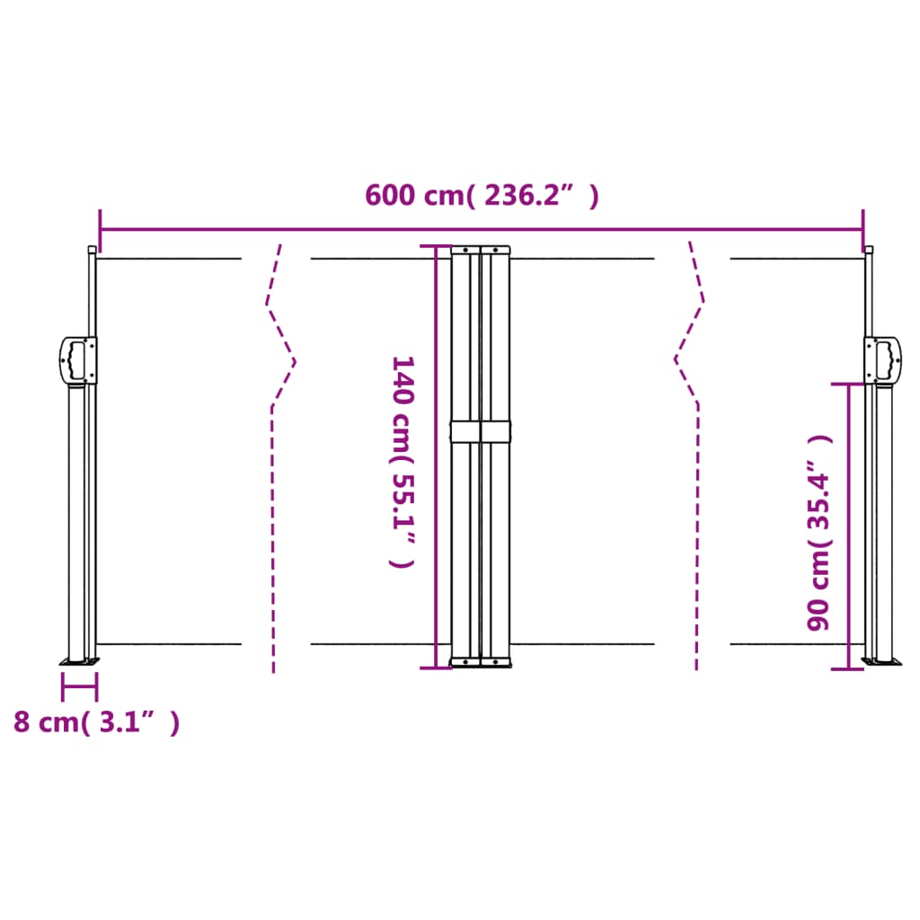 Tenda da Sole Laterale Retrattile Tortora 140x600 cm | homemem39