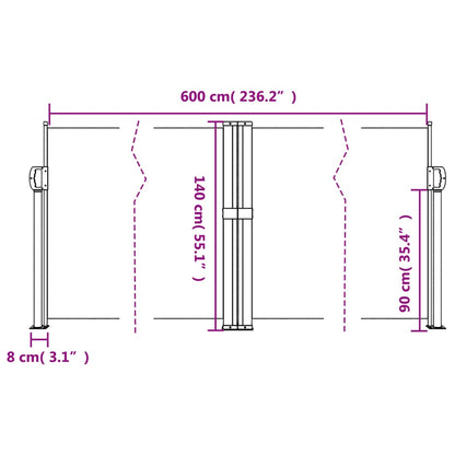 Tenda da Sole Laterale Retrattile Tortora 140x600 cm | homemem39