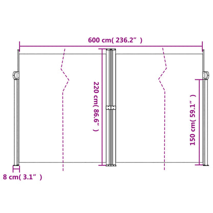 Tenda da Sole Laterale Retrattile Rossa 220x600 cm | homemem39