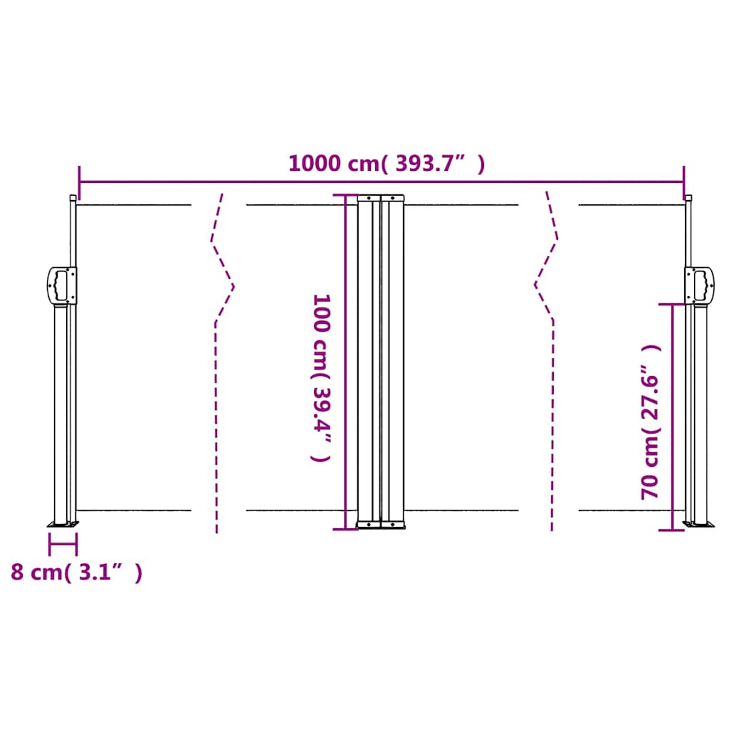 Tenda da Sole Laterale Retrattile Crema 100x1000 cm | homemem39