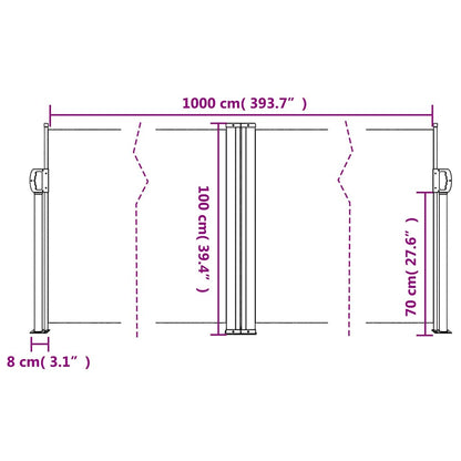 Tenda da Sole Laterale Retrattile Antracite 100x1000 cm | homemem39