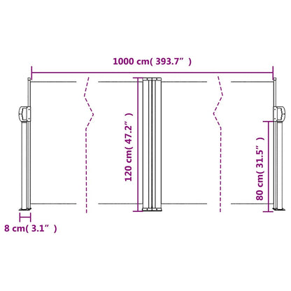 Tenda da Sole Laterale Retrattile Rossa 120x1000 cm | homemem39