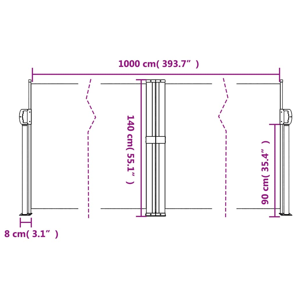 Tenda da Sole Laterale Retrattile Marrone 140x1000 cm | homemem39