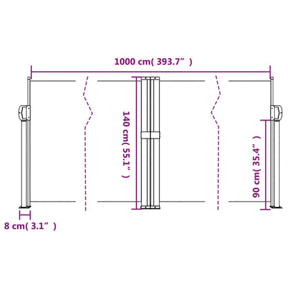Tenda da Sole Laterale Retrattile Marrone 140x1000 cm | homemem39