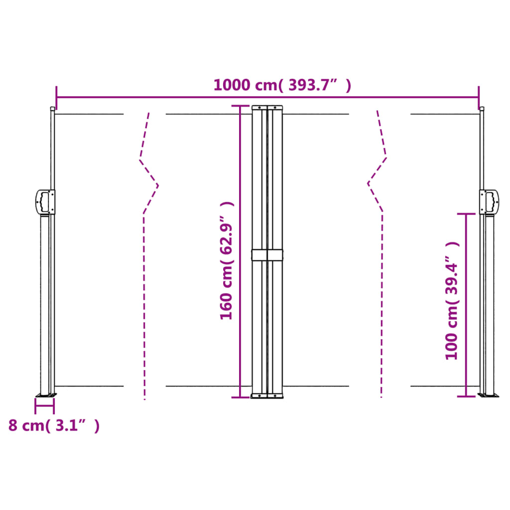 Tenda da Sole Laterale Retrattile Antracite 160x1000 cm | homemem39