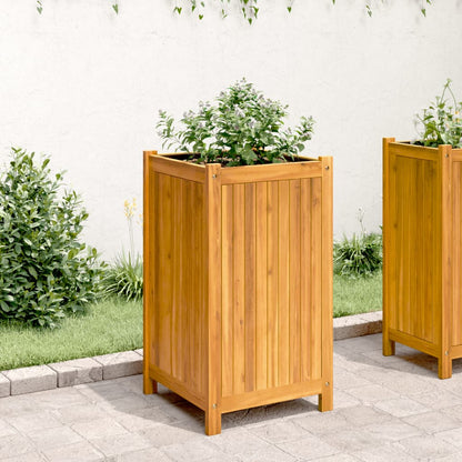 Fioriera Giardino con Rivestimento 42x42x75 cm Massello Acacia | homemem39