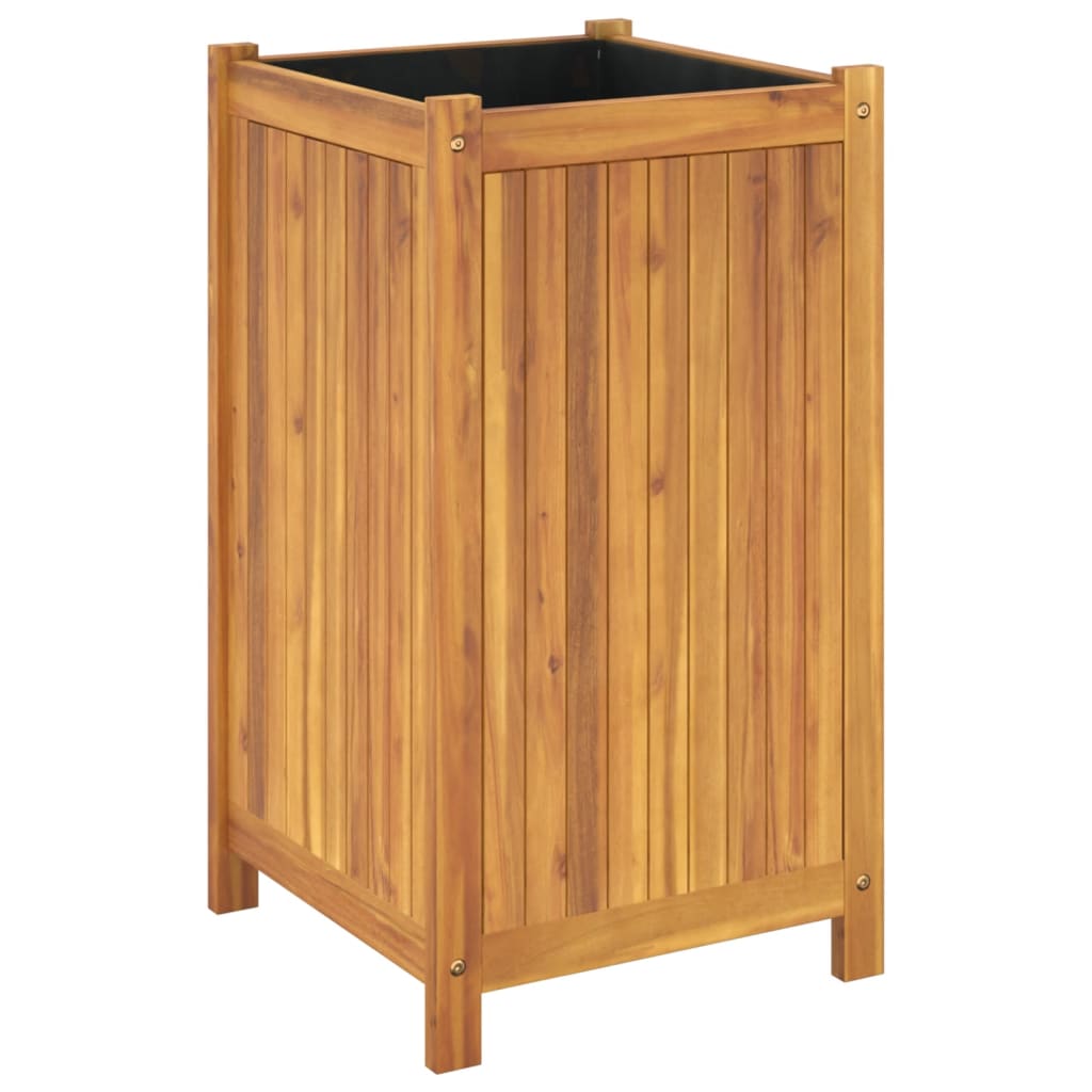 Fioriera Giardino con Rivestimento 42x42x75 cm Massello Acacia | homemem39