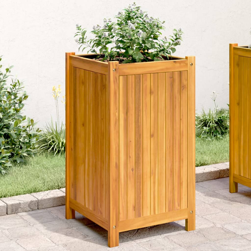Fioriera Giardino con Rivestimento 42x42x75 cm Massello Acacia | homemem39
