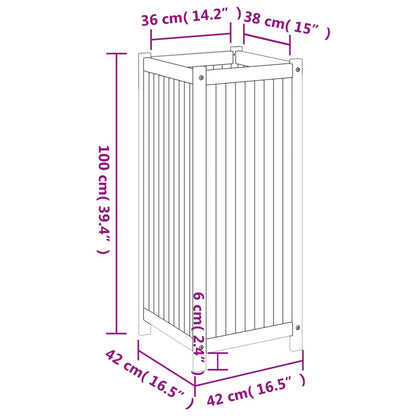Fioriera Giardino con Rivestimento 42x42x100 cm Massello Acacia - homemem39