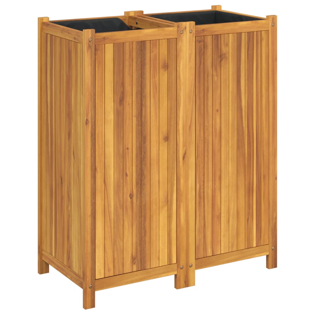 Fioriera Giardino con Rivestimento 84x42x100 cm Massello Acacia | homemem39