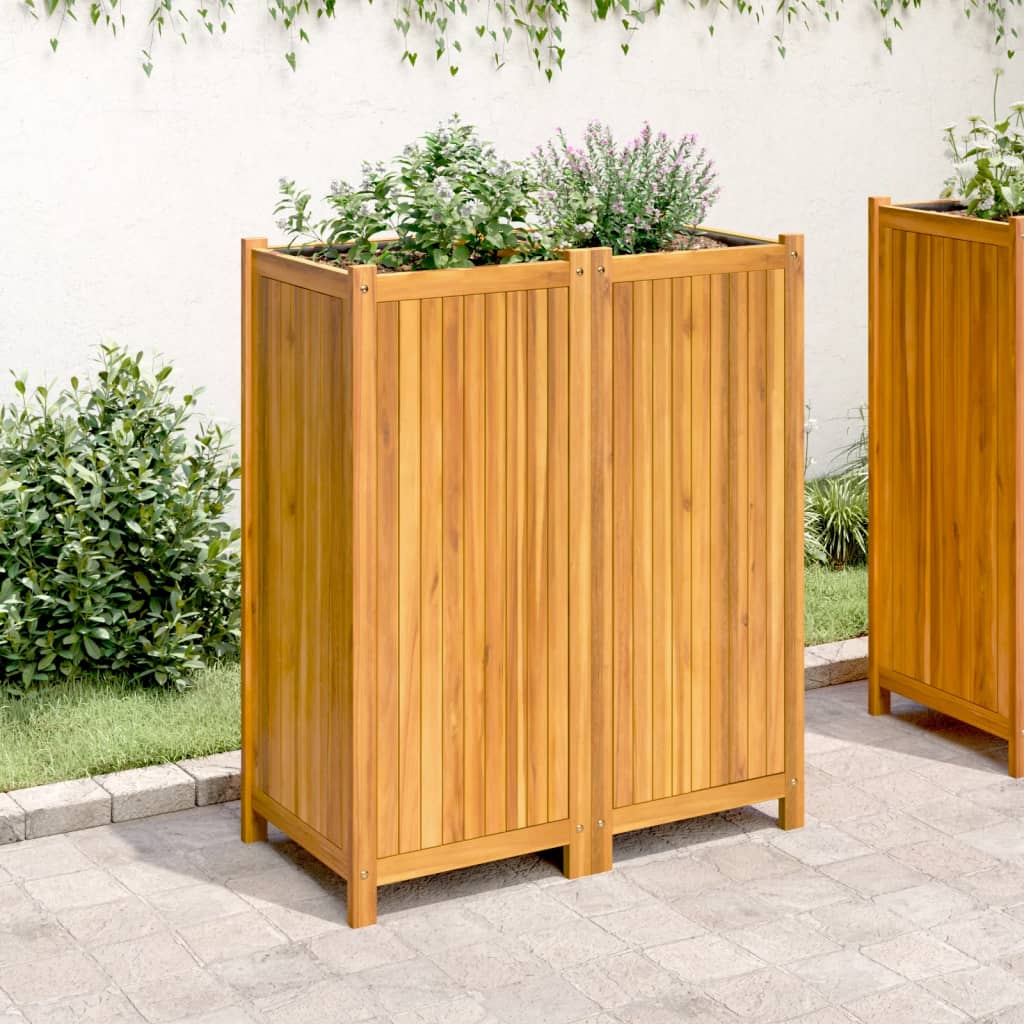 Fioriera Giardino con Rivestimento 84x42x100 cm Massello Acacia | homemem39