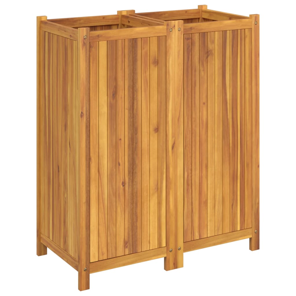Fioriera Giardino con Rivestimento 84x42x100 cm Massello Acacia | homemem39