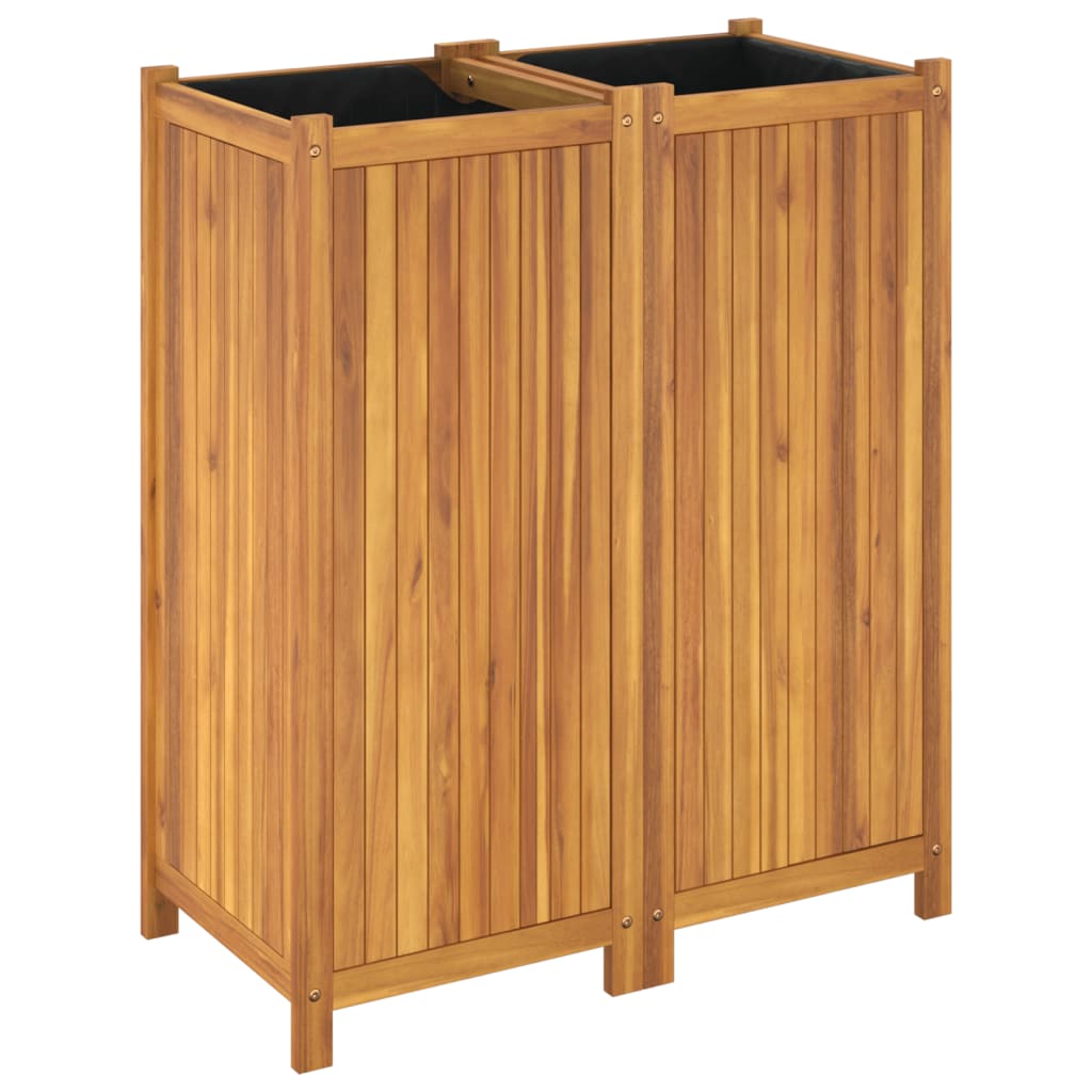 Fioriera Giardino con Rivestimento 84x42x100 cm Massello Acacia | homemem39