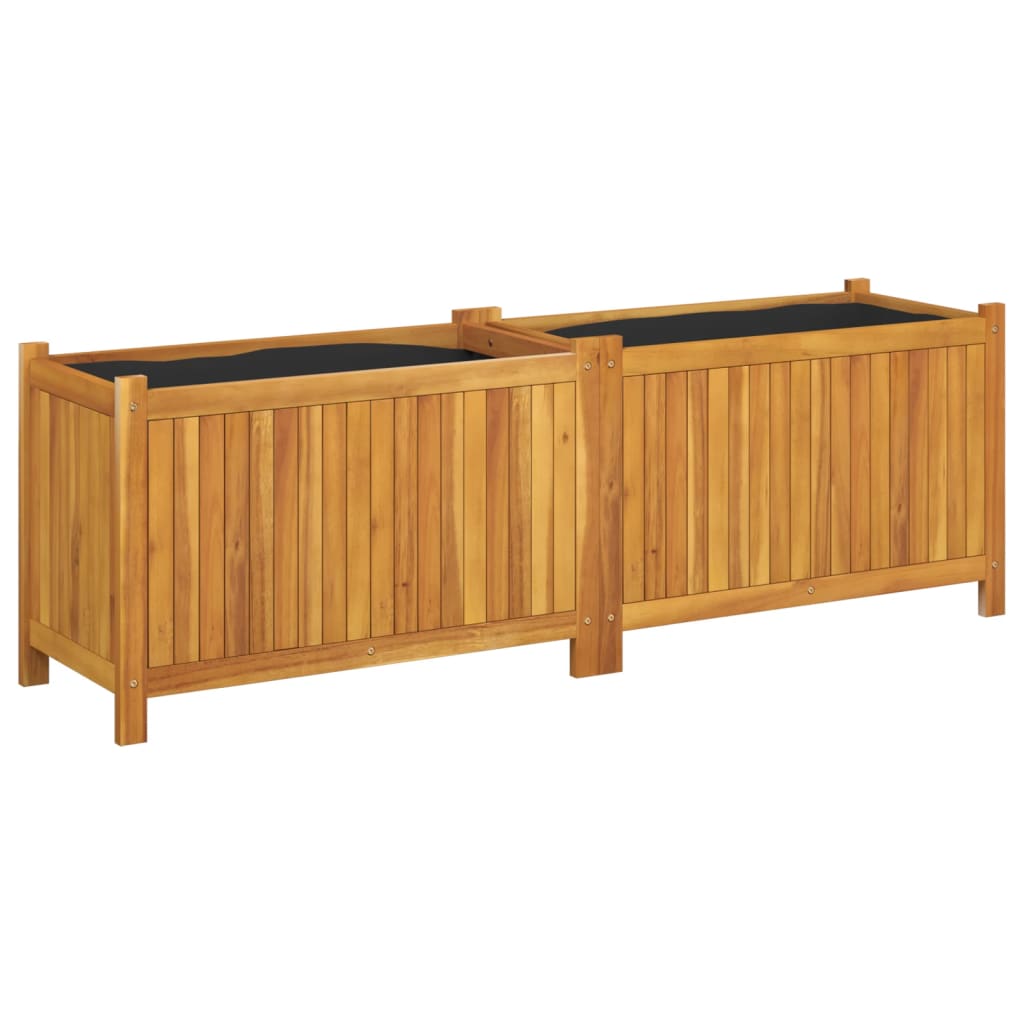 Fioriera Giardino con Rivestimento 153x38,5x50 Massello Acacia | homemem39