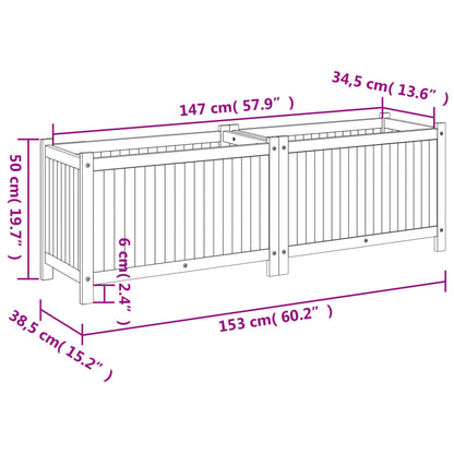 Fioriera Giardino con Rivestimento 153x38,5x50 Massello Acacia | homemem39