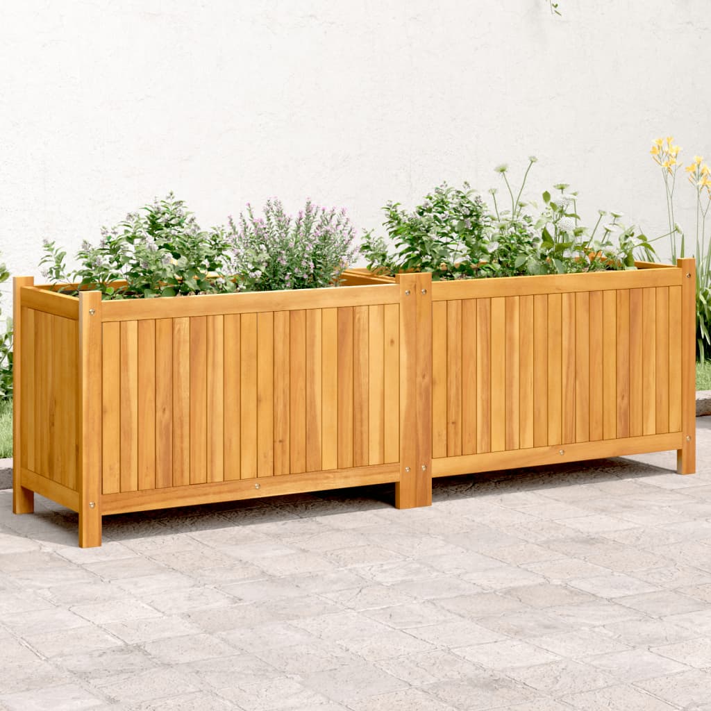 Fioriera Giardino con Rivestimento 153x38,5x50 Massello Acacia | homemem39
