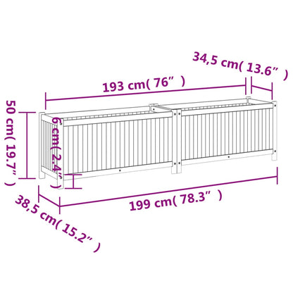 Fioriera Giardino con Rivestimento 199x38,5x50 Massello Acacia