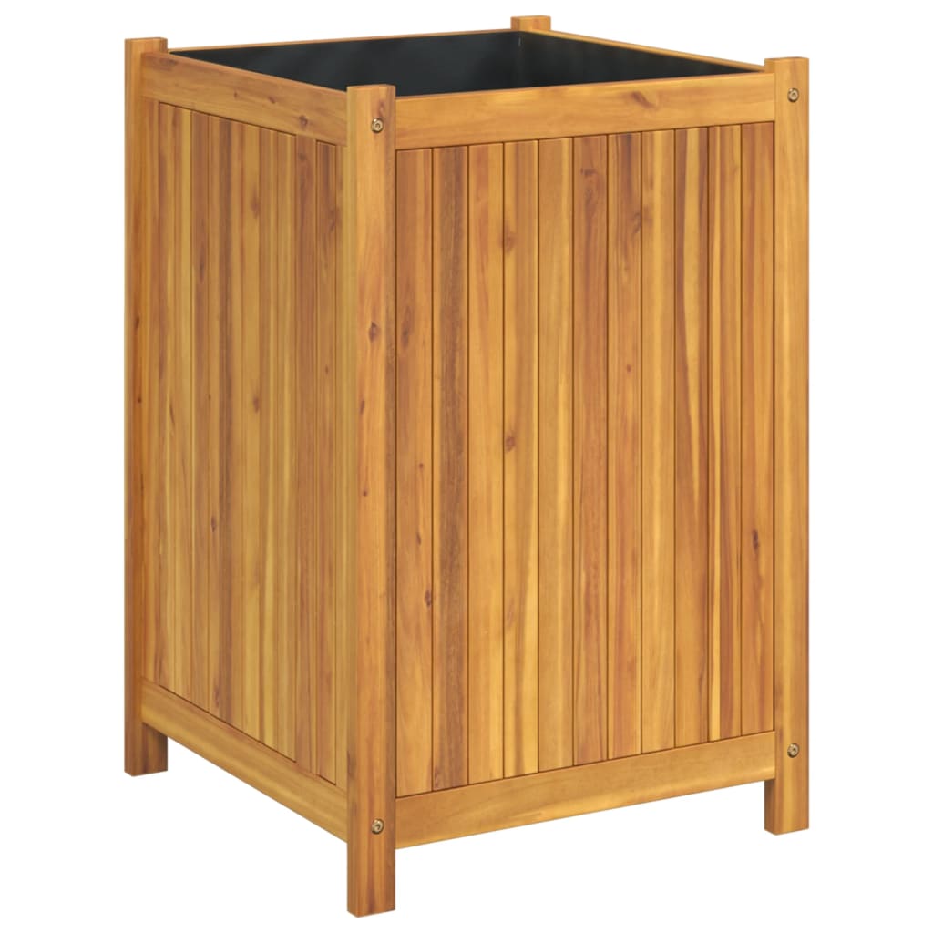 Fioriera Giardino con Rivestimento 50x50x75 cm Massello Acacia | homemem39
