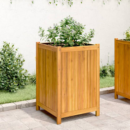 Fioriera Giardino con Rivestimento 50x50x75 cm Massello Acacia | homemem39