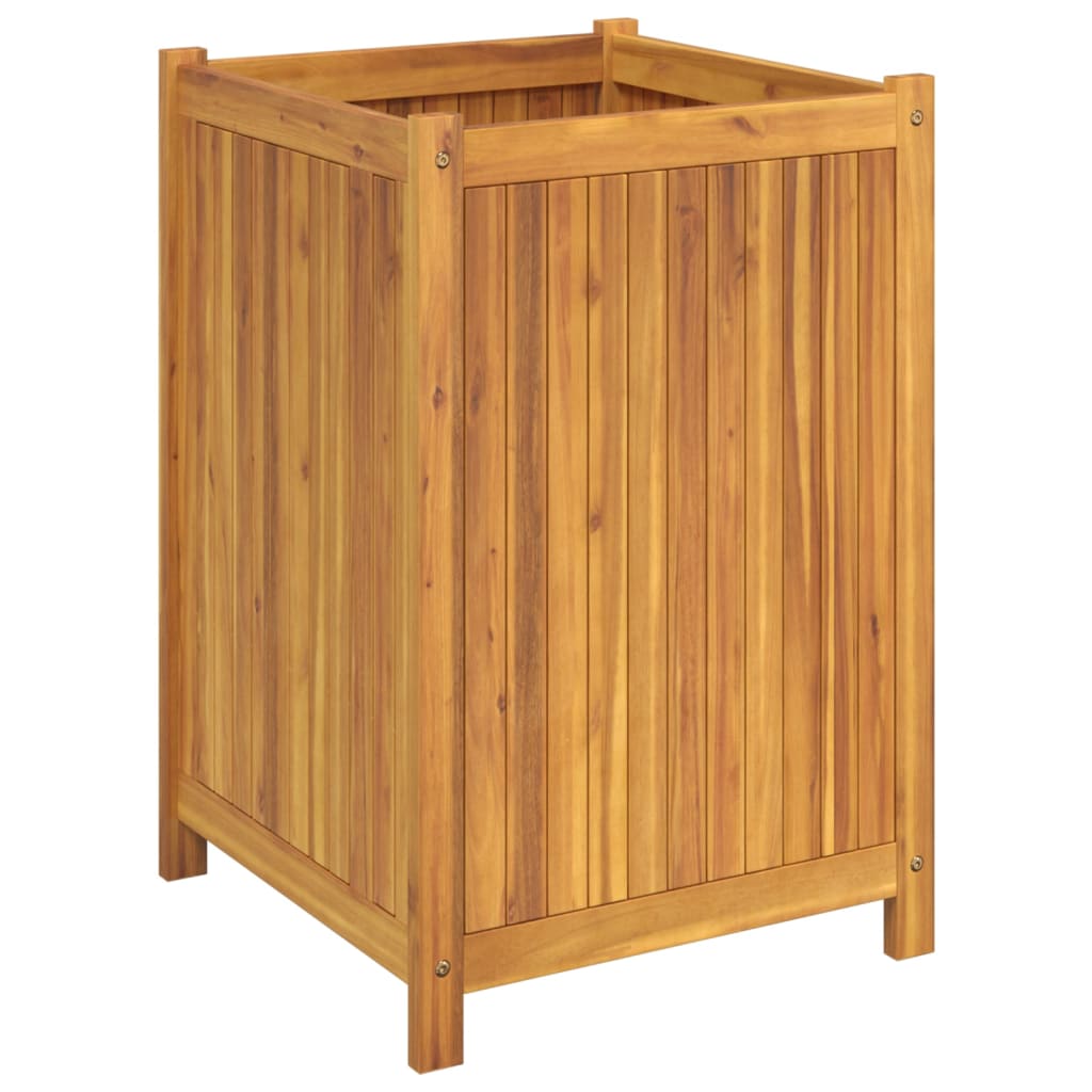 Fioriera Giardino con Rivestimento 50x50x75 cm Massello Acacia | homemem39