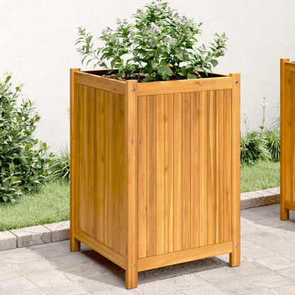Fioriera Giardino con Rivestimento 50x50x75 cm Massello Acacia | homemem39
