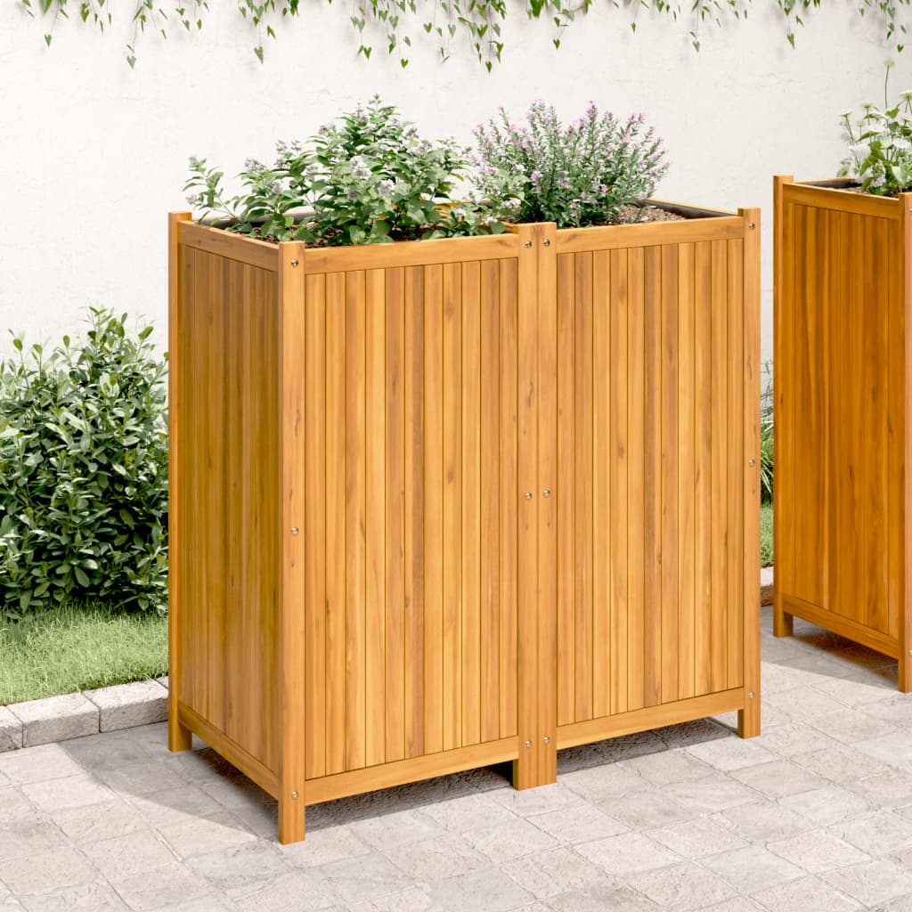 Fioriera Giardino con Rivestimento 100x50x100cm Massello Acacia | homemem39