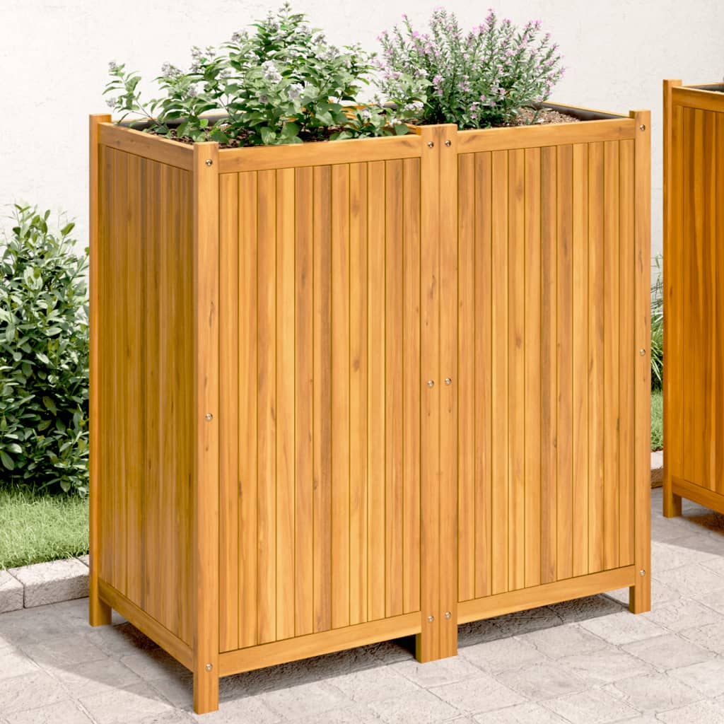 Fioriera Giardino con Rivestimento 100x50x100cm Massello Acacia | homemem39