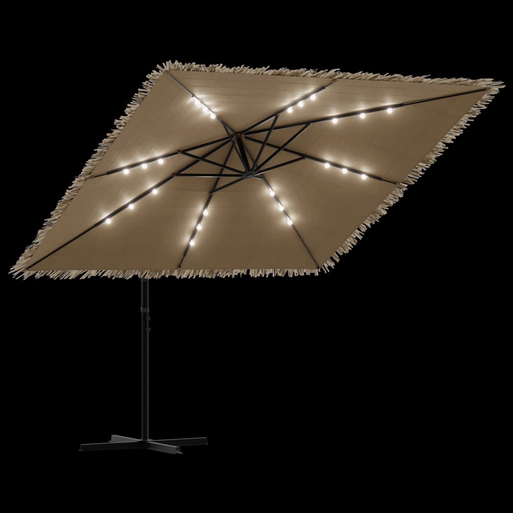 Ombrellone Giardino LED e Palo in Acciaio Marrone 246x246x230cm | homemem39