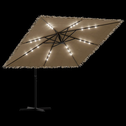 Ombrellone Giardino LED e Palo in Acciaio Marrone 246x246x230cm | homemem39