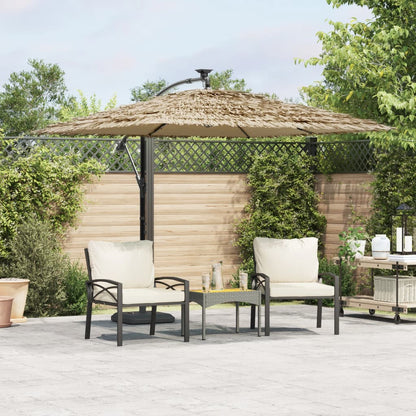 Ombrellone Giardino LED e Palo in Acciaio Marrone 246x246x230cm | homemem39