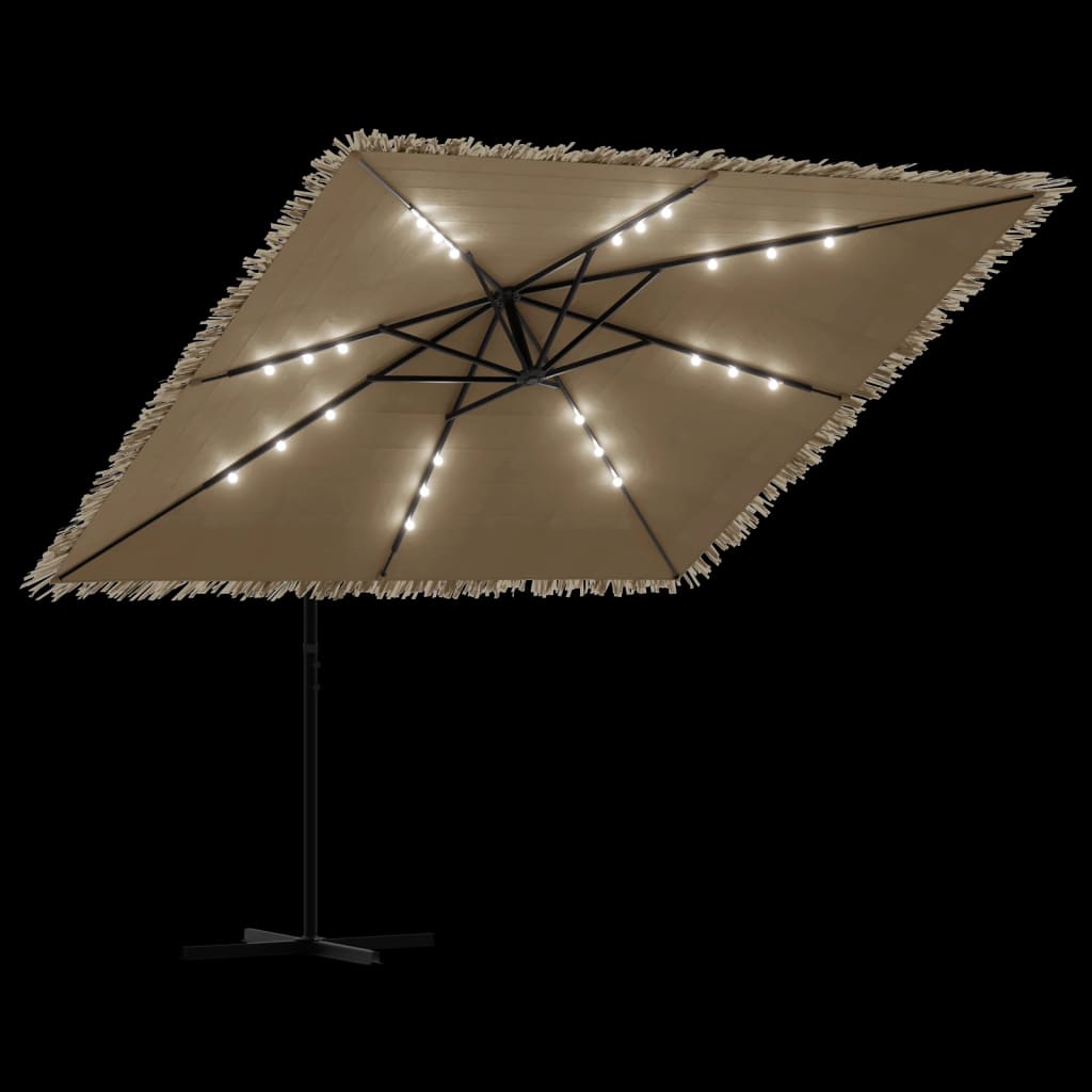 Ombrellone Giardino LED e Palo in Acciaio Marrone 269x269x235cm | homemem39