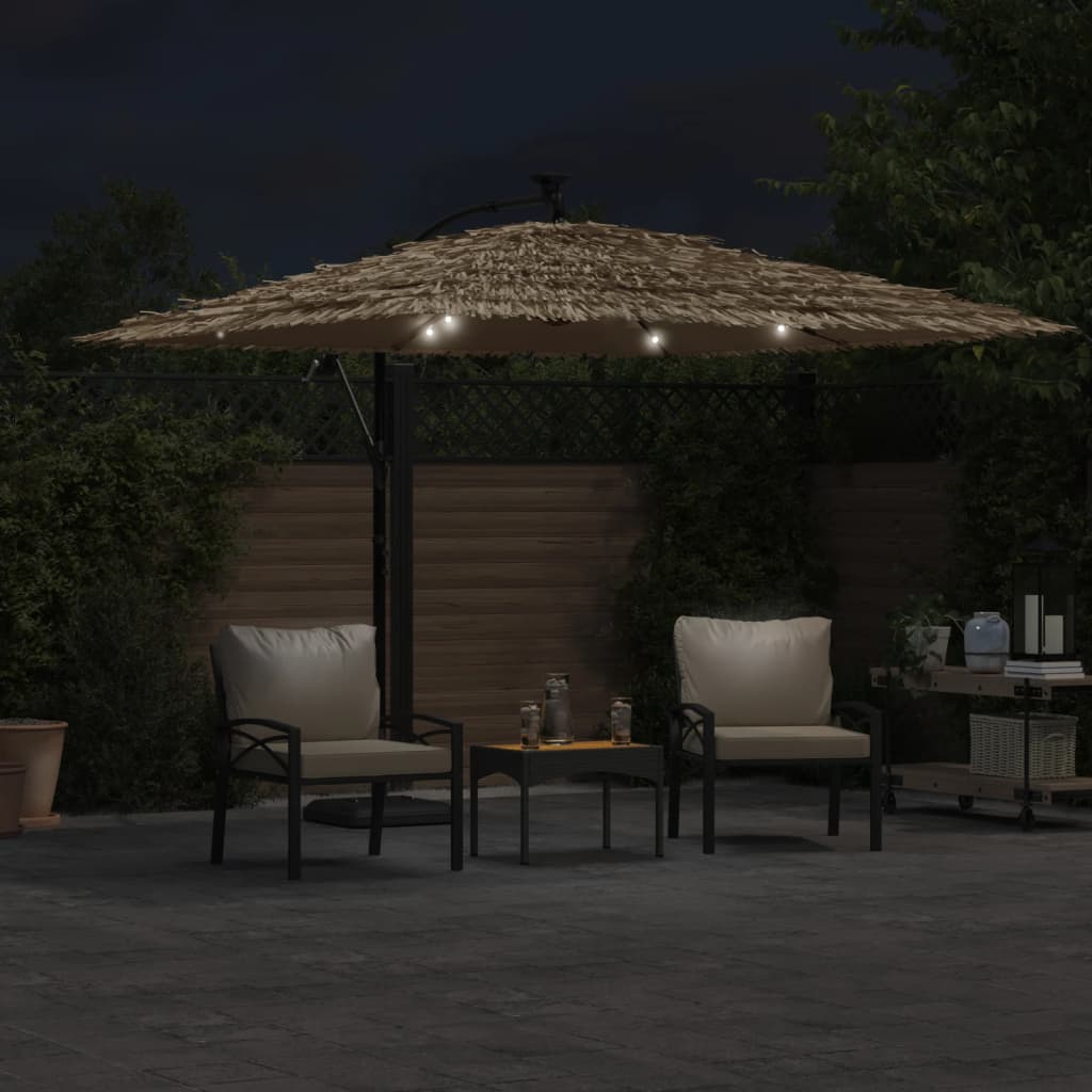 Ombrellone Giardino LED e Palo in Acciaio Marrone 290x290x238cm | homemem39