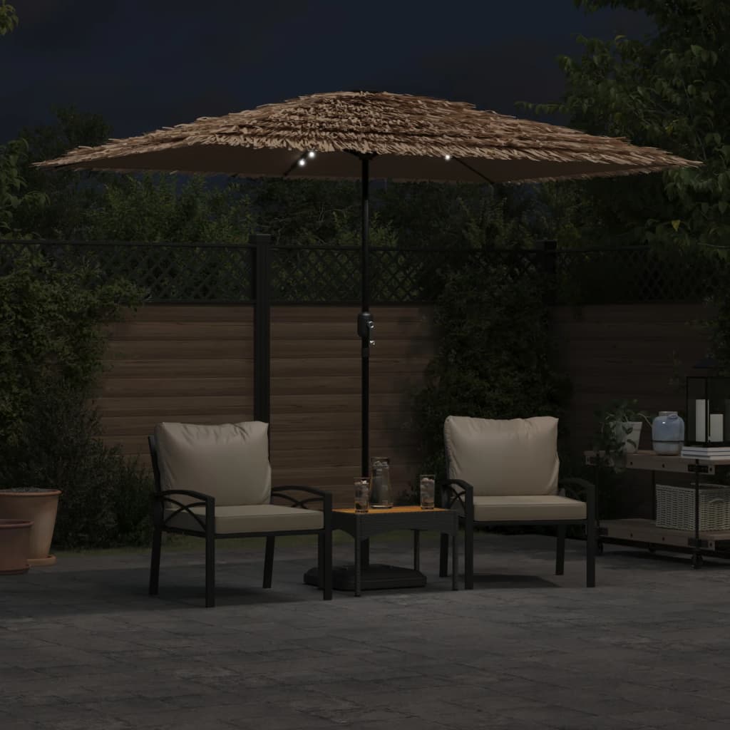 Ombrellone Giardino LED e Palo in Acciaio Marrone 300x200x250cm | homemem39