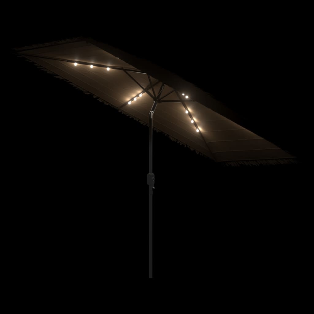 Ombrellone Giardino LED e Palo in Acciaio Marrone 300x200x250cm | homemem39