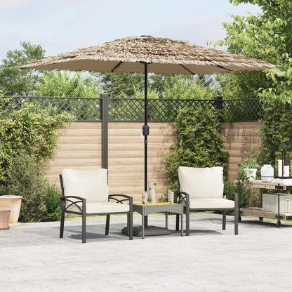 Ombrellone Giardino LED e Palo in Acciaio Marrone 300x200x250cm | homemem39