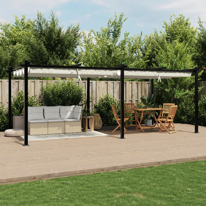 Gazebo da Giardino con Tetto Retrattile Crema 3x6m in Alluminio | homemem39