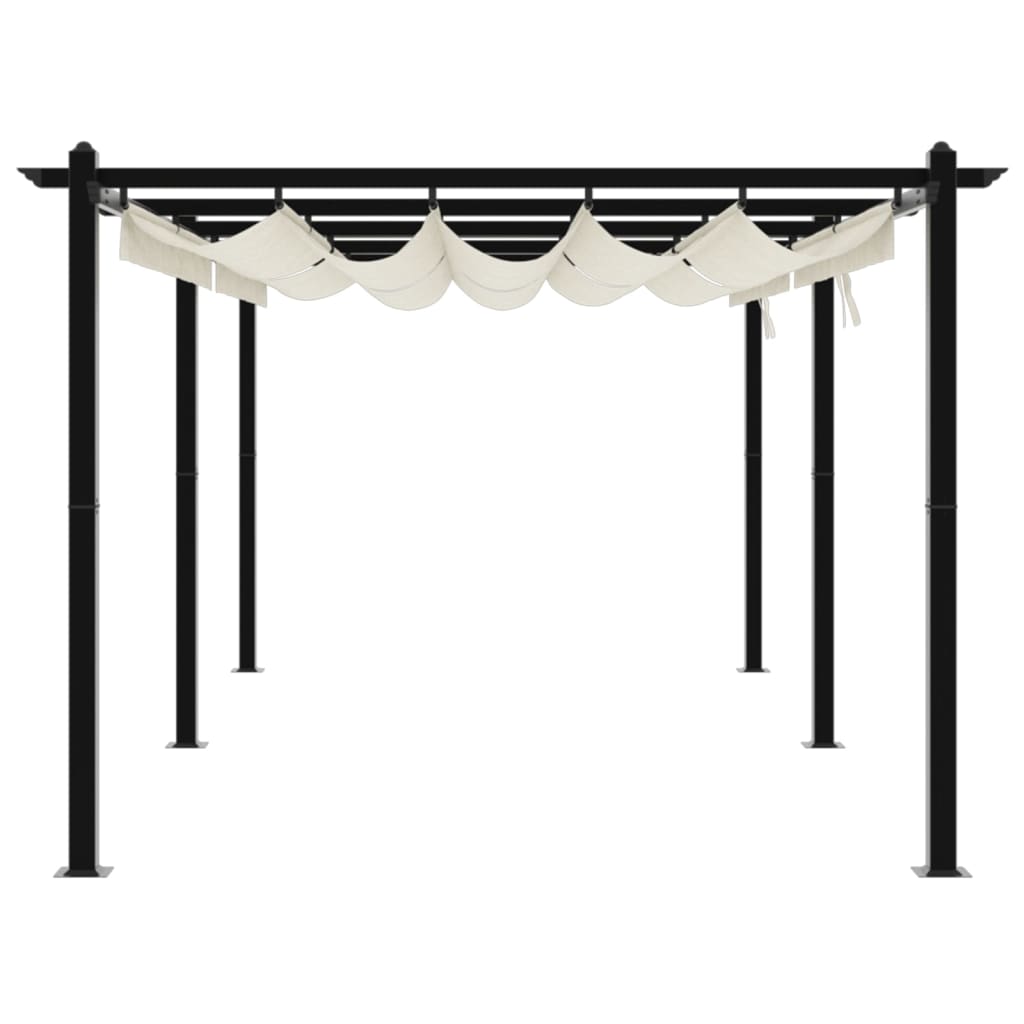 Gazebo da Giardino con Tetto Retrattile Crema 3x6m in Alluminio | homemem39